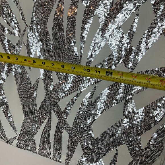 B DARLIN event cocktail dress silver white *Slight Stretch* Sz 11/12 may fit 9 - Picture 7 of 10